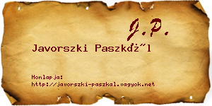 Javorszki Paszkál névjegykártya
