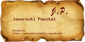 Javorszki Paszkál névjegykártya